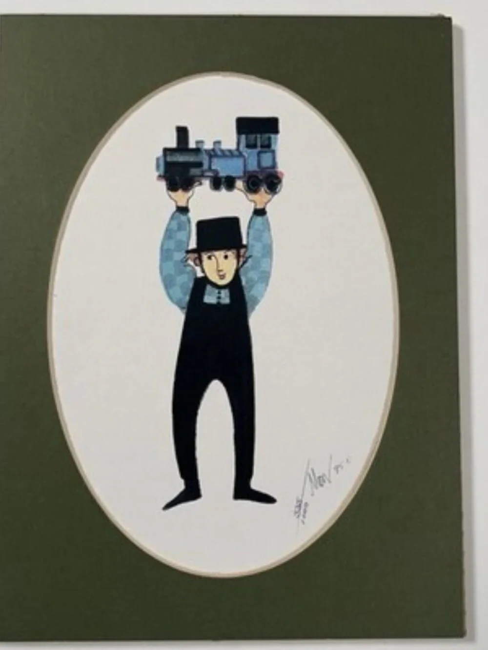 P Buckley Moss Matthew's Train Signed Lithograph Print 235/1000 Vintage 1995 Boy